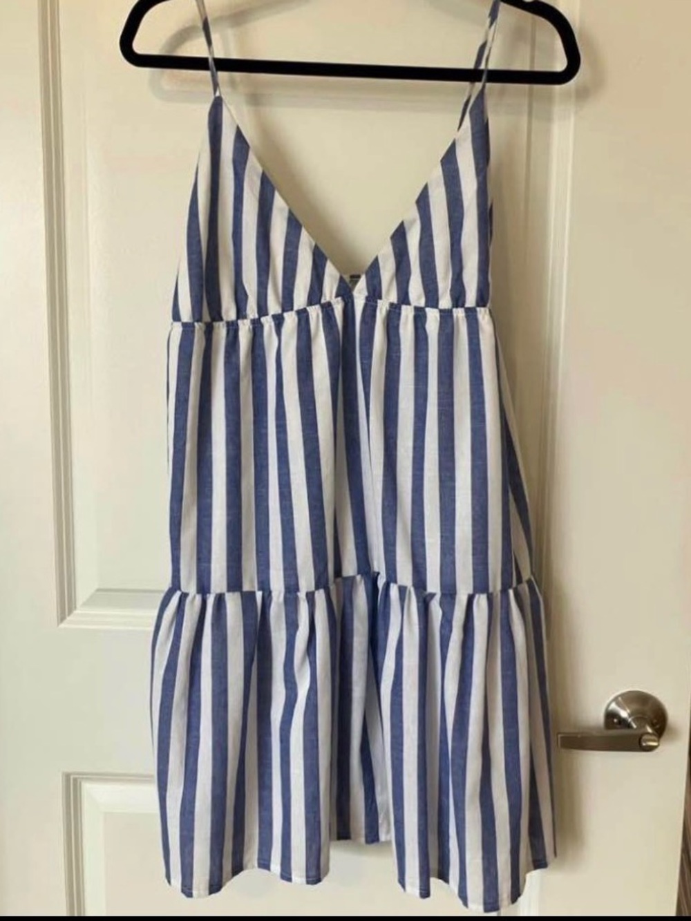 Blue and White Striped Mini Dress